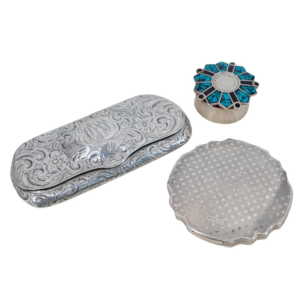 (3 Pc) Sterling Silver Hinged Cases Grouping (1 of 8)