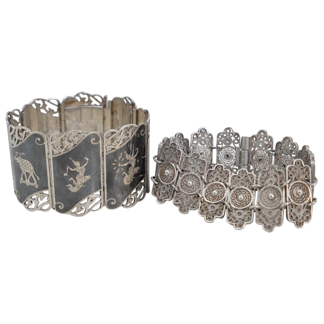 (2 Pc) Sterling Silver Bracelets Grouping (1 of 8)