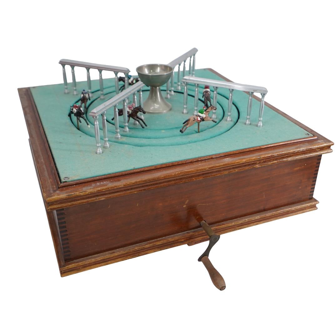 Vintage French "Petite Chevaux" Mechanical Horse Derby Racing Game (1 of 3)