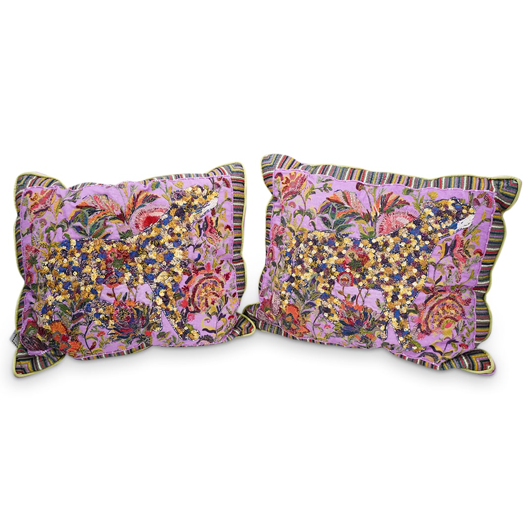 (2 Pc) MacKenzie-Childs 'Leopard Lumbar' Embroidered Pillows (1 of 12)