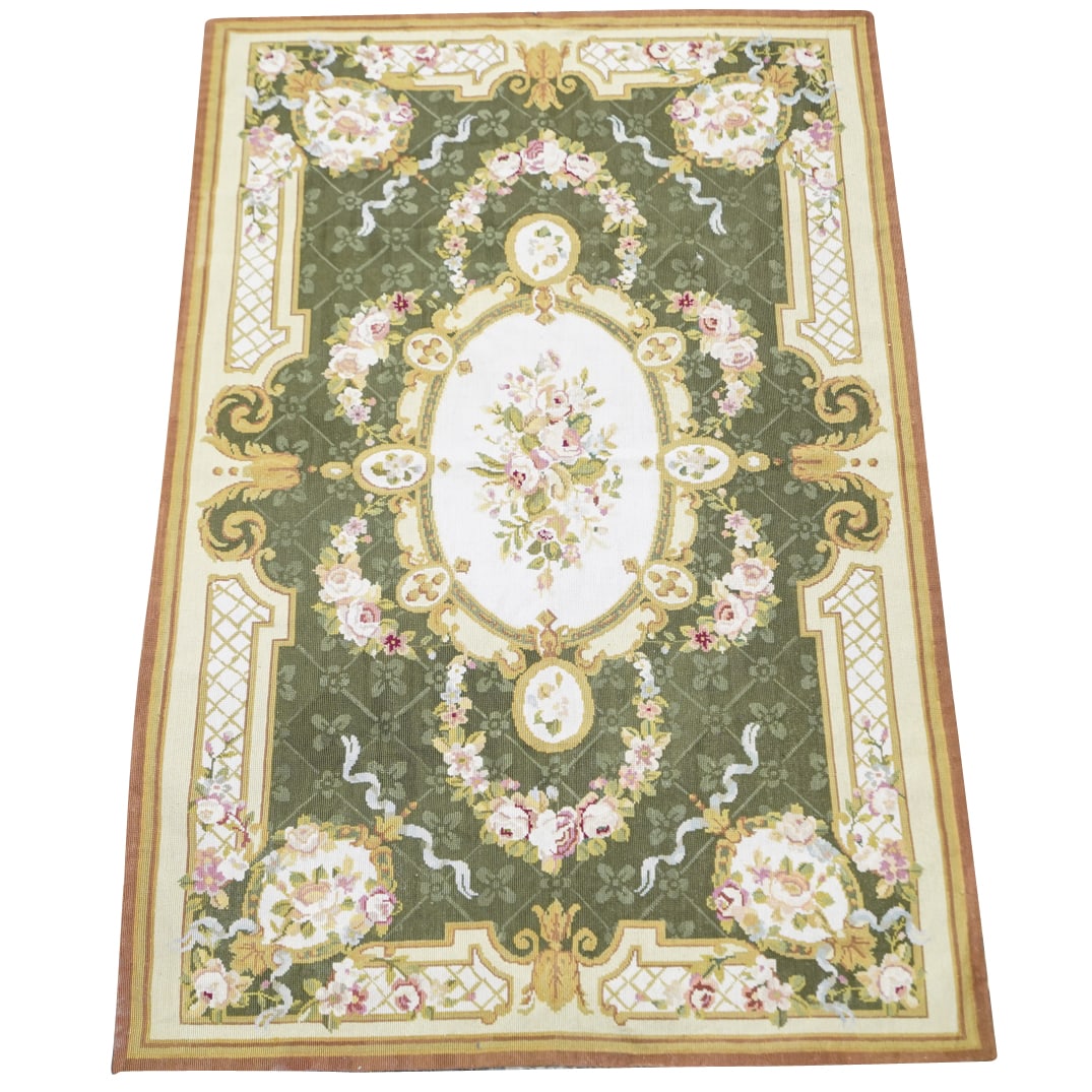 Hand-Knotted Needlepoint Floral Area Rug (1 of 5)