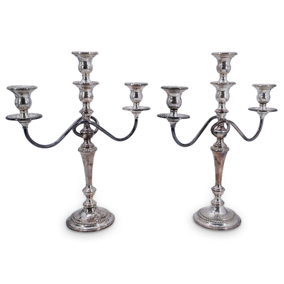(2 Pc) American Sterling Silver Large 3-Light Candelabras (1 of 6)