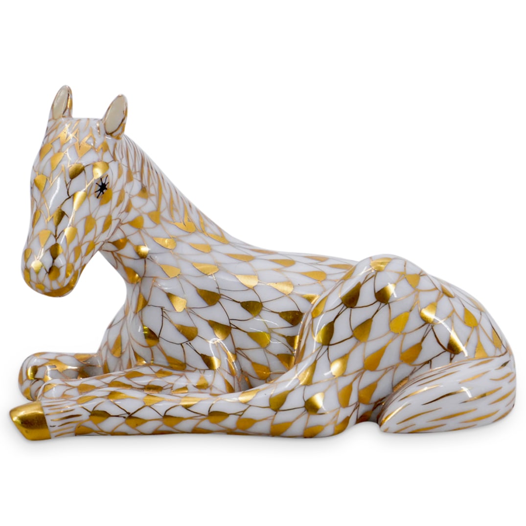 Herend Porcelain "Foal" Gilt Fishnet Figurine (1 of 4)