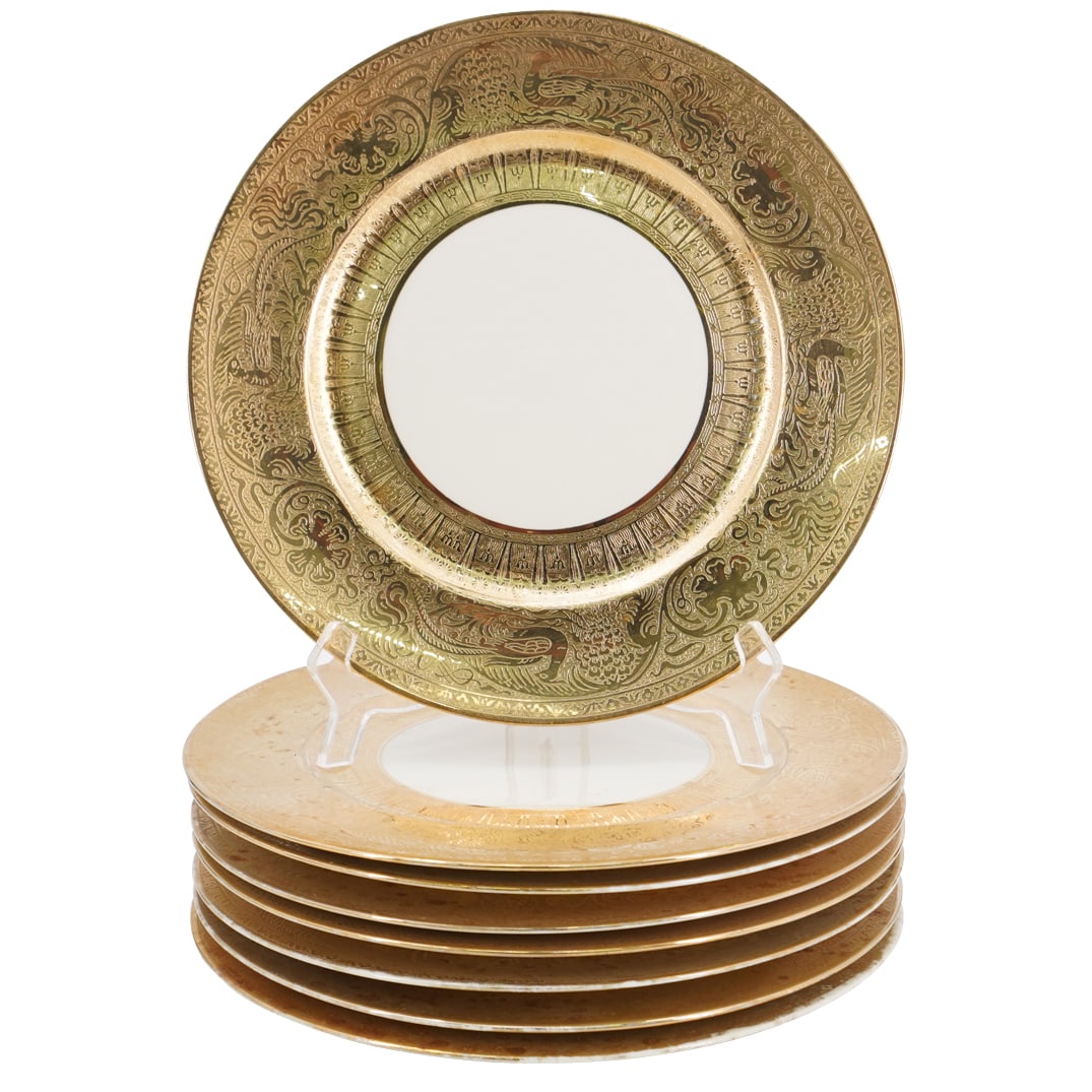 (8 Pc) Heinrich & Co Selb Porcelain Dinner Plate Set (1 of 4)