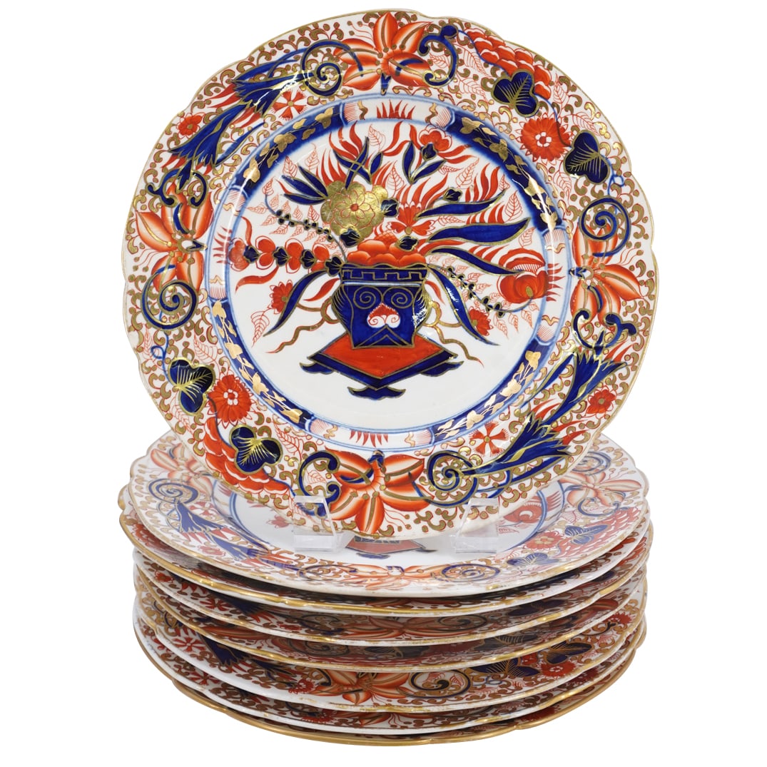 (8 Pc) 19th Century English Imari Porcelain Plates (1 of 4)