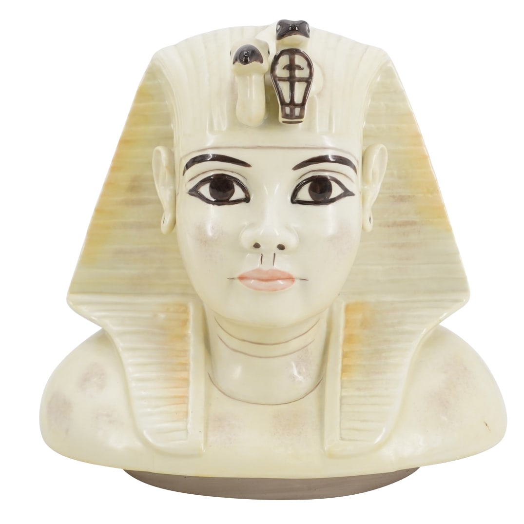 Boehm Porcelain Limited Edition Tutankhamun Bust: DESCRIPTION: Limited edition Boehm porcelain "Treasures of Tutankhamun" sculpture depicting the mask of Tutankhamun. Hallmarked, detailed, and numbered 148 on underside.CIRCA: 1970sORIGIN: USADIMENSIO