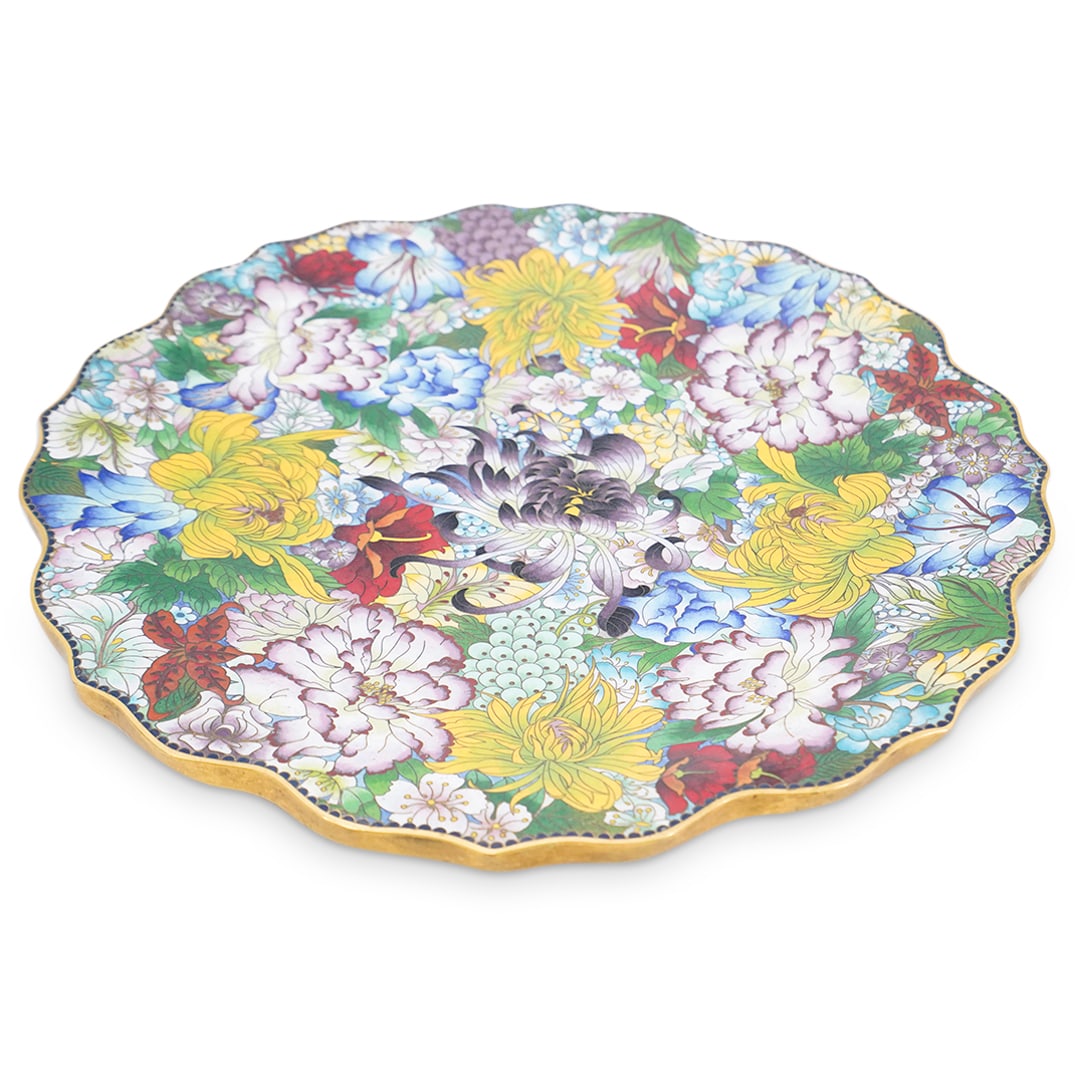 Chinese Enamel Cloisonne Large Centerpiece Plate (1 of 6)