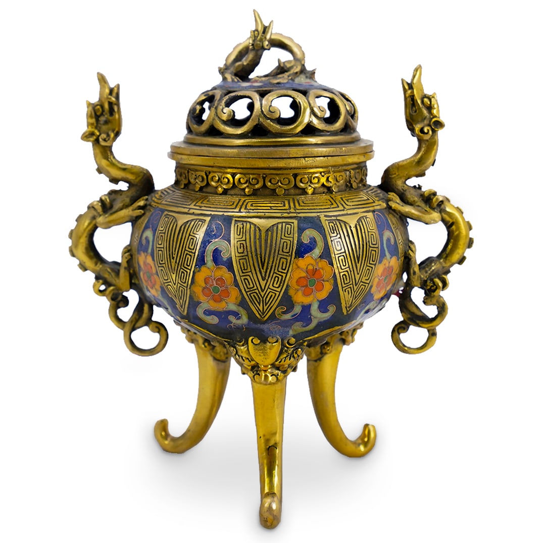 Chinese Cloisonne & Gilt Bronze Dragon Censer (1 of 7)