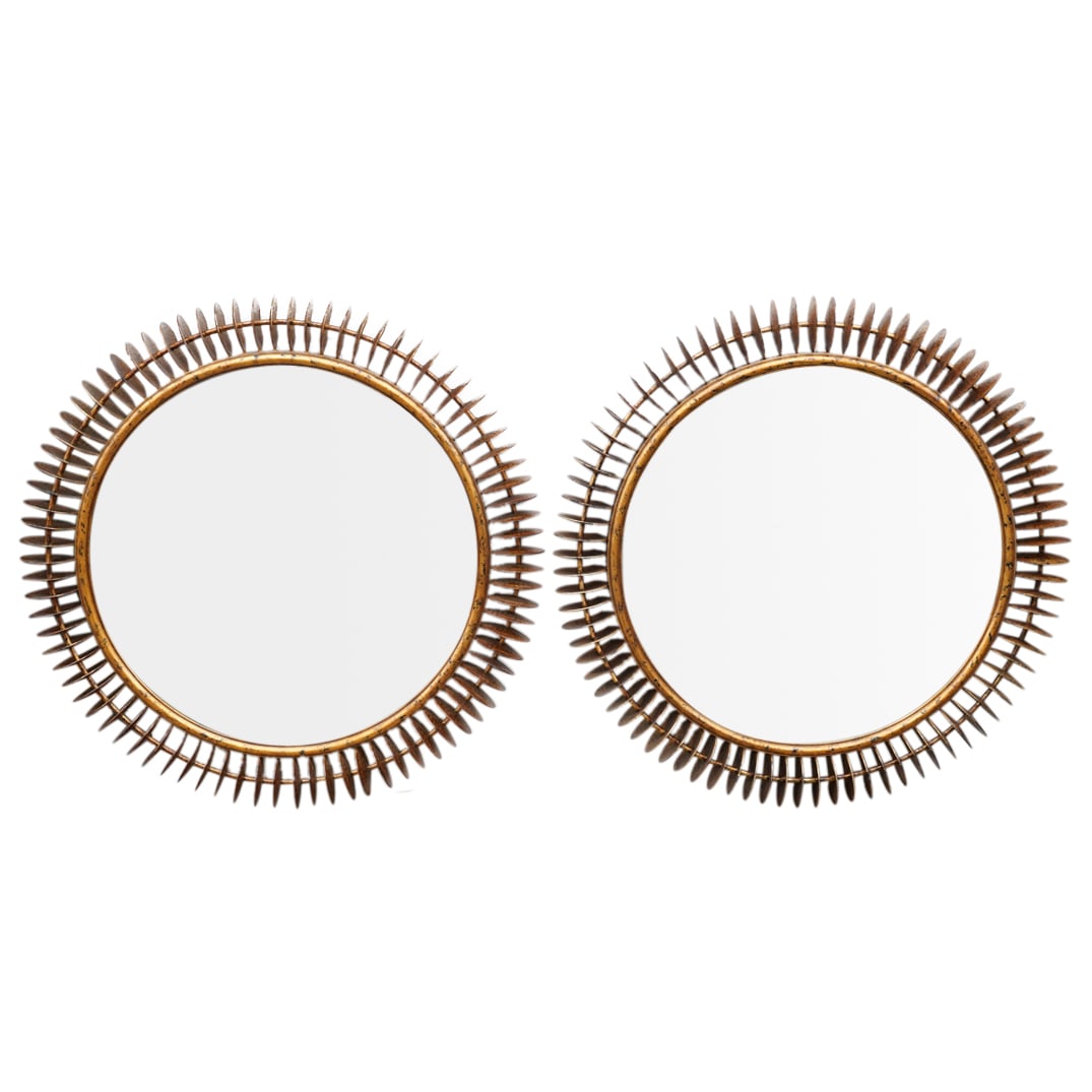 Pair Disc Bordered Wall Mirrors (1 of 6)