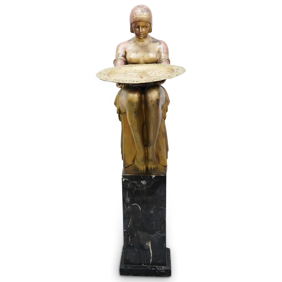Large G. Mancini Art Deco Style Sculpture W/ Marble Pedestal (1 of 8)