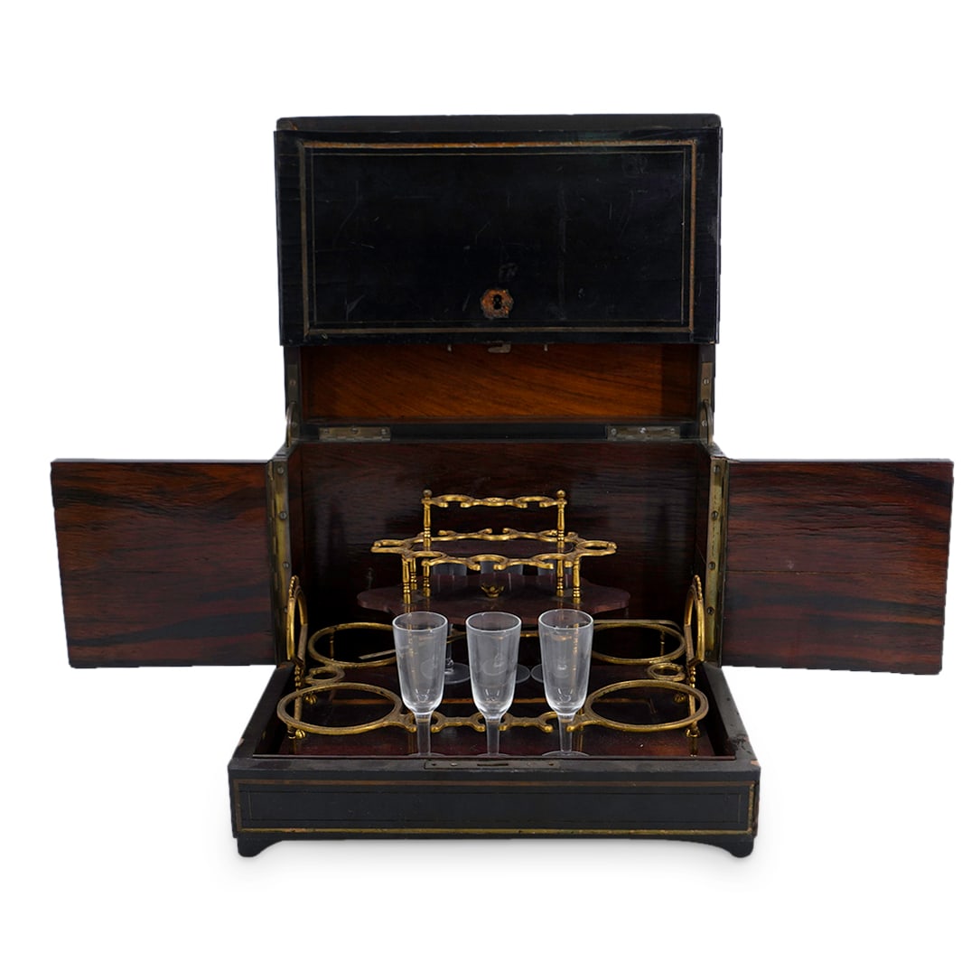 French Ebonized Wood & Brass Tantalus Set (1 of 10)