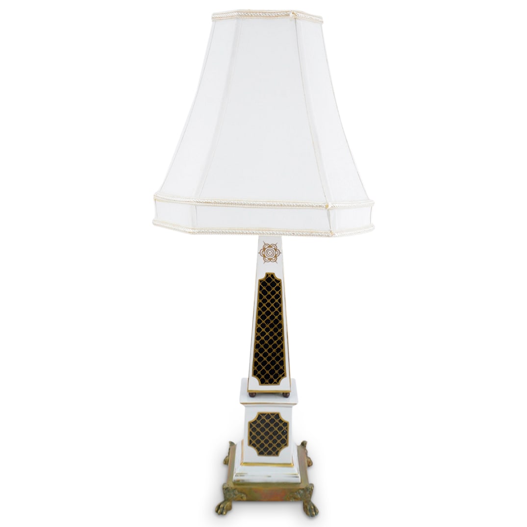 Opaline Glass & Brass Obelisk Table Lamp (1 of 10)