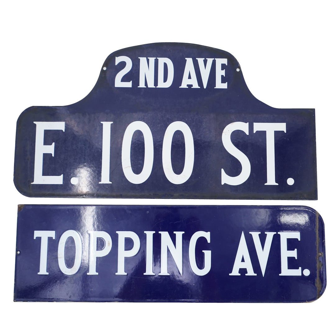 (2 Pc) American E. 100 Ave. And Topping Ave. Street Signs (1 of 4)