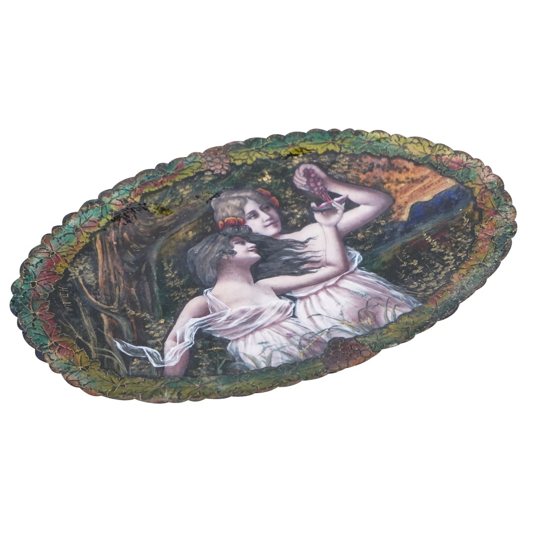 Antique French 'Fumiere & Cie.' Enameled Oval Tray (1 of 3)
