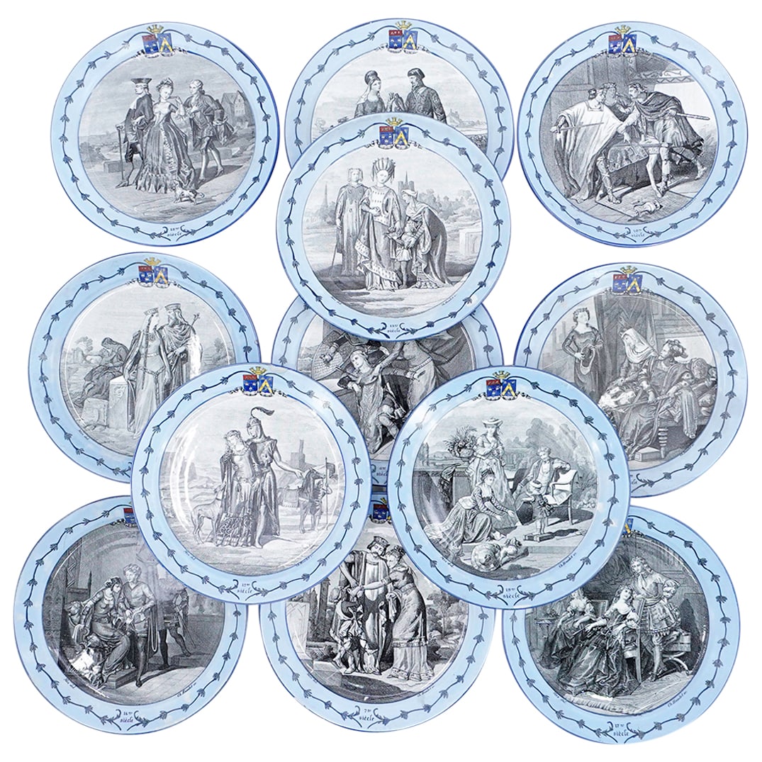 (12 Pc) French Porcelain Dessert Plates Set (1 of 19)