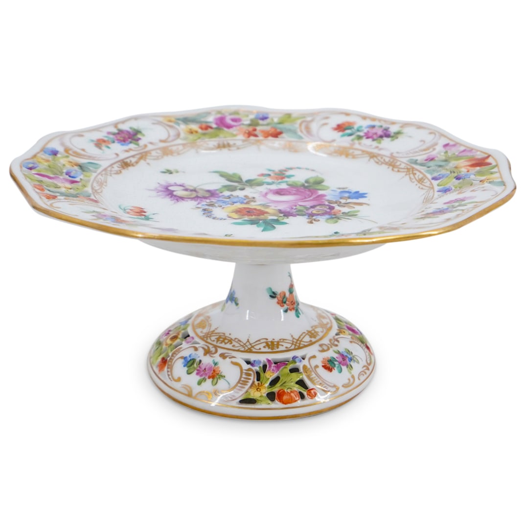 Dresden Carl Thieme Floral Pierced Porcelain Compote (1 of 7)