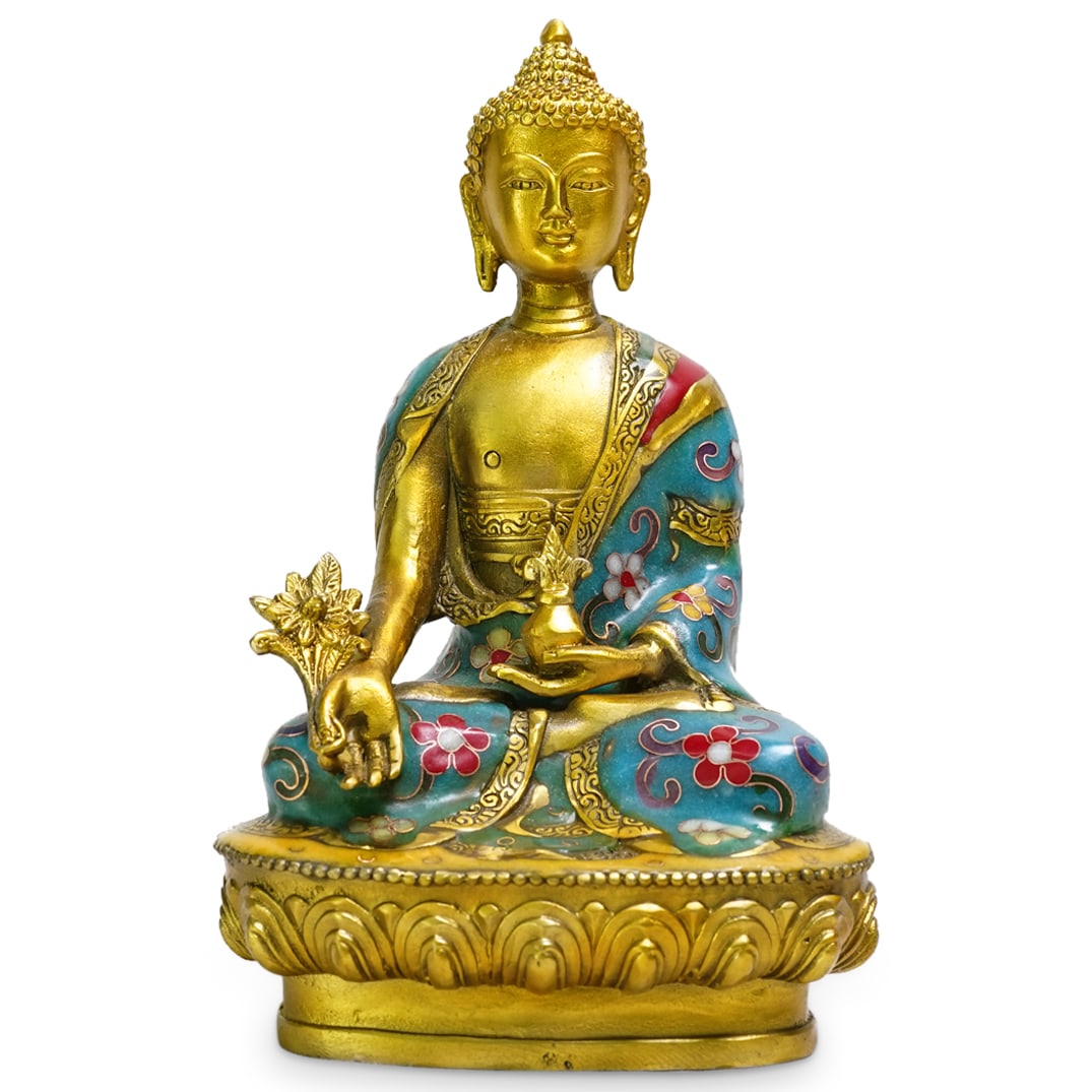 Gilt Bronze Champleve Buddha Figurine (1 of 3)