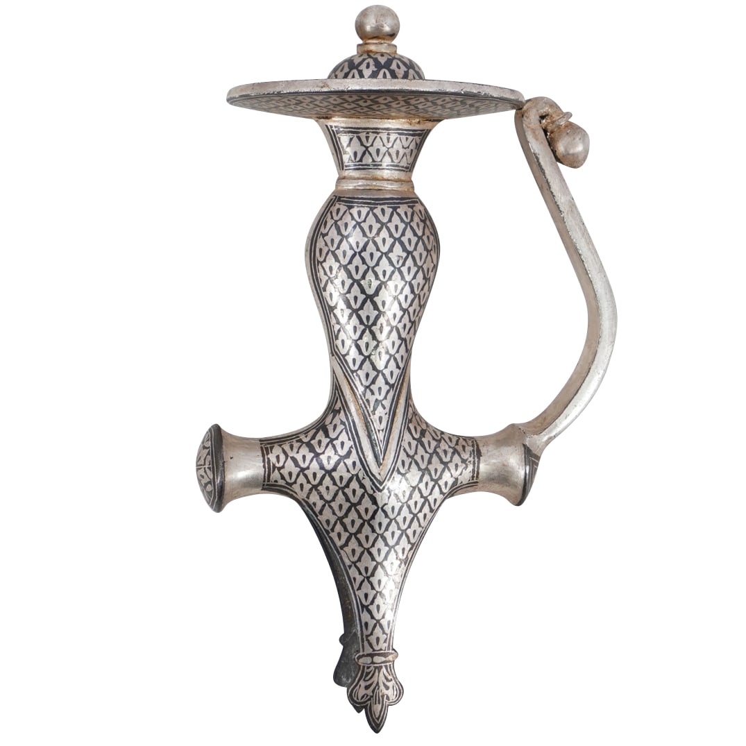 Mughal Silver inlaid Iron Sword Talwar Handle (1 of 5)