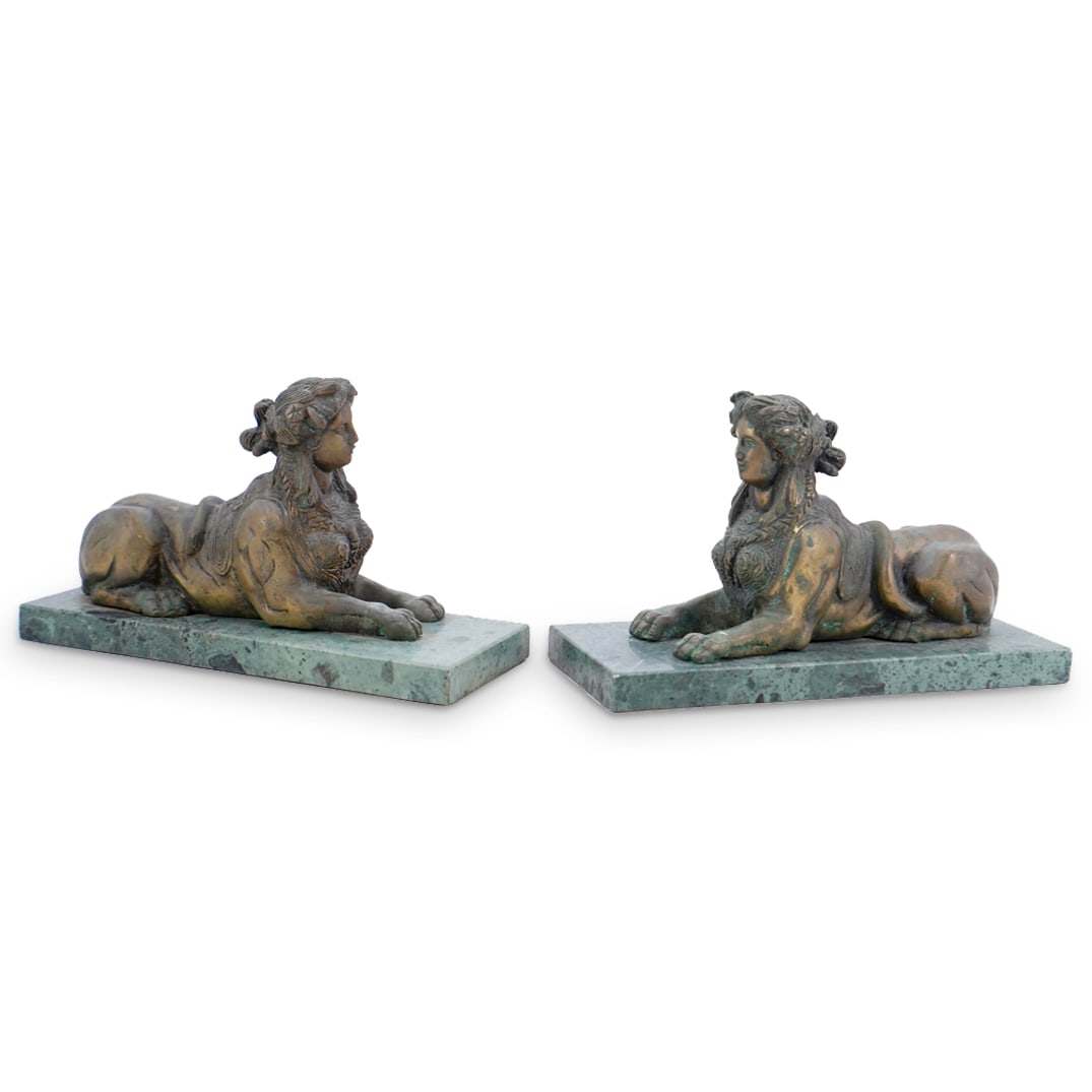Pair of Egyptian Revival Mixed Metal Sphinx Bookends (1 of 7)