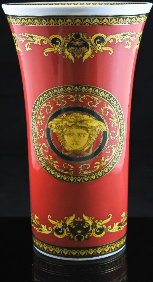 Large Rosenthal porcelain vase by Versace "Medusa": DESCRIPTION: Large Rosenthal porcelain vase by Versace "Medusa" CIRCA: Late 20th ct MADE IN: Germany DIMENSIONS: H: 13.75" W: 8"