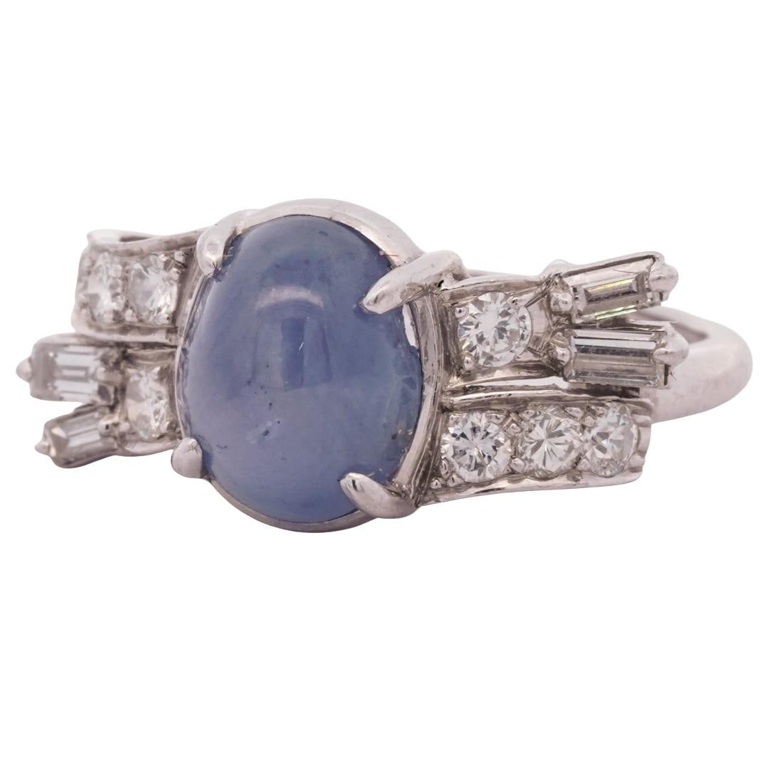 Platinum, Diamond, and Star Sapphire Ring (1 of 5)