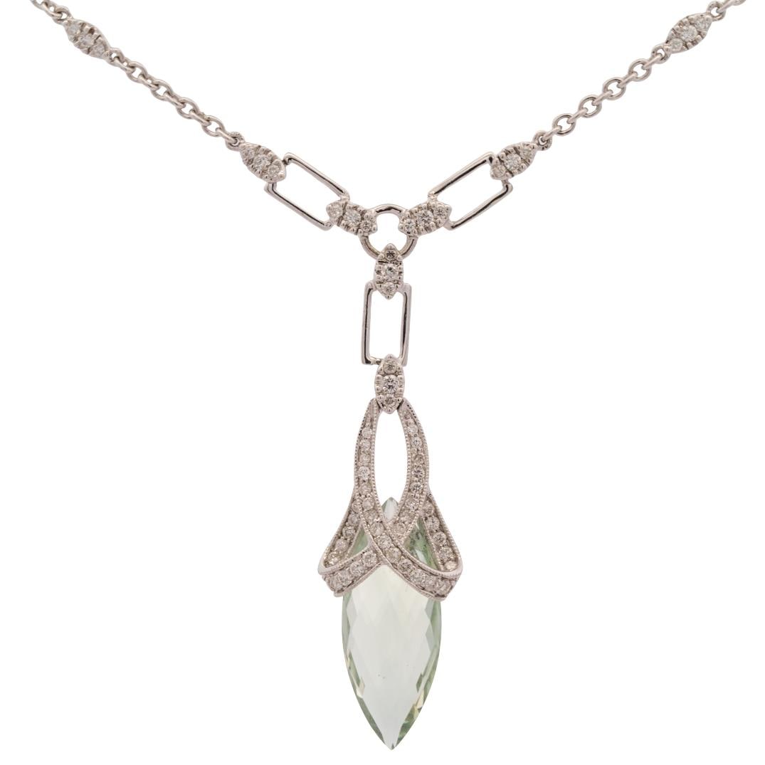 14k White Gold, Diamond, and Topaz Necklace (1 of 6)