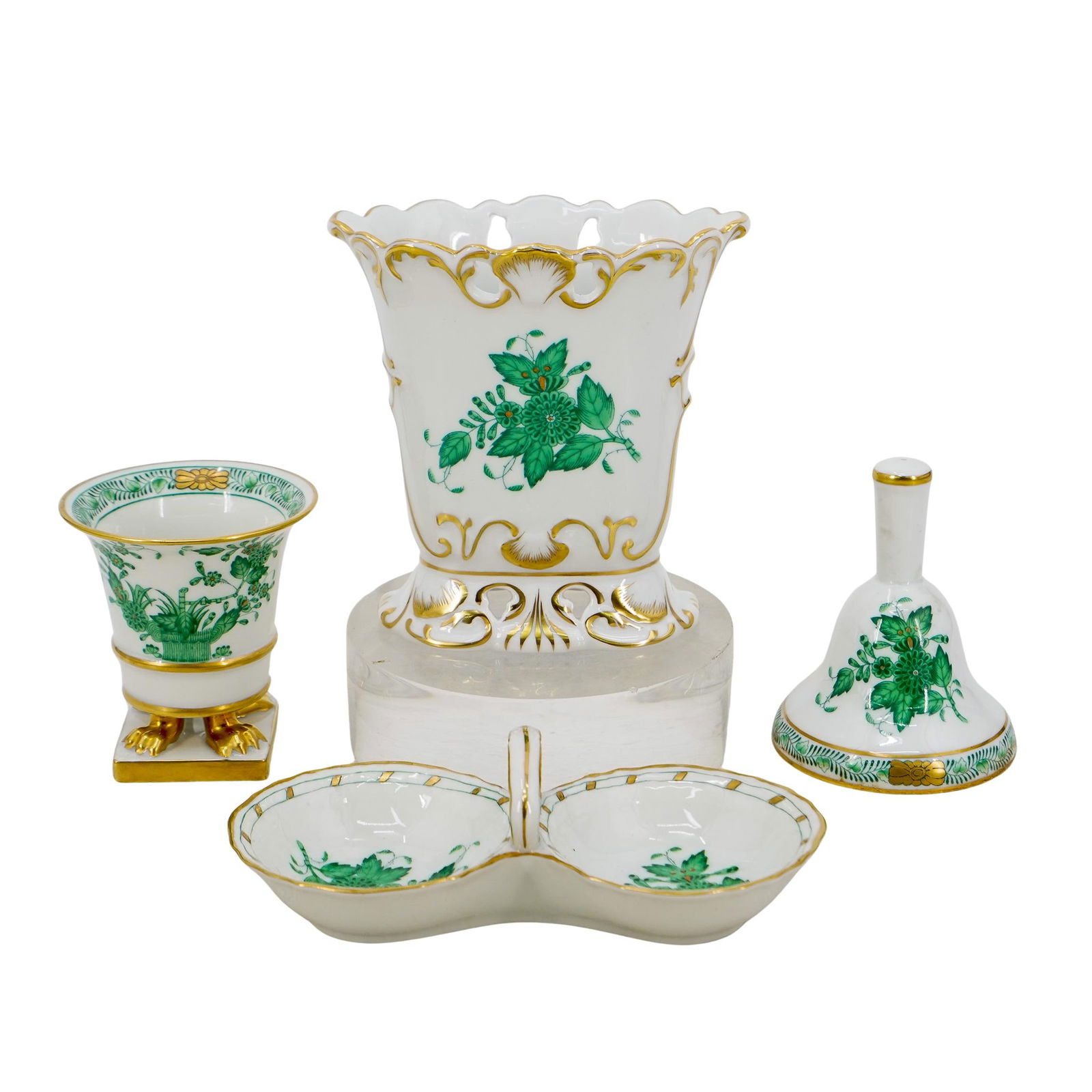 (4 Pc) Herend Porcelain "Chinese Bouquet Green" Grouping Set (1 of 5)
