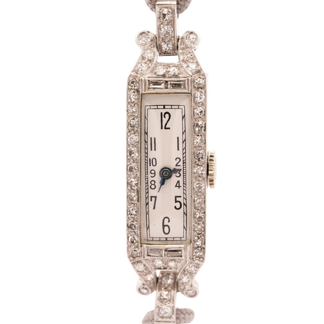 Art Deco Platinum and Diamond Cocktail Watch (1 of 4)