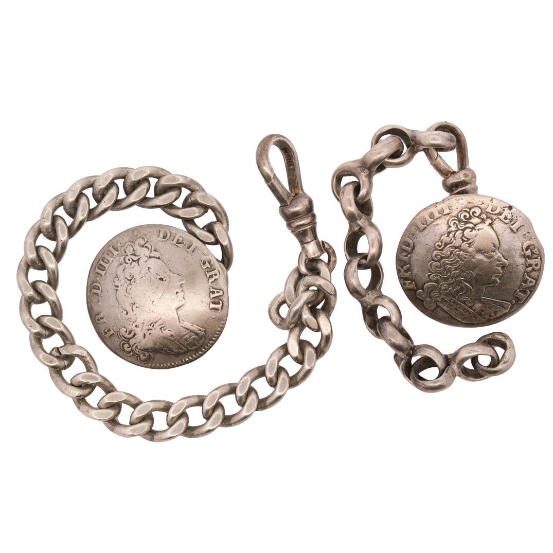 (2 Pc) Sterling Silver Coin Watch Fobs (1 of 2)