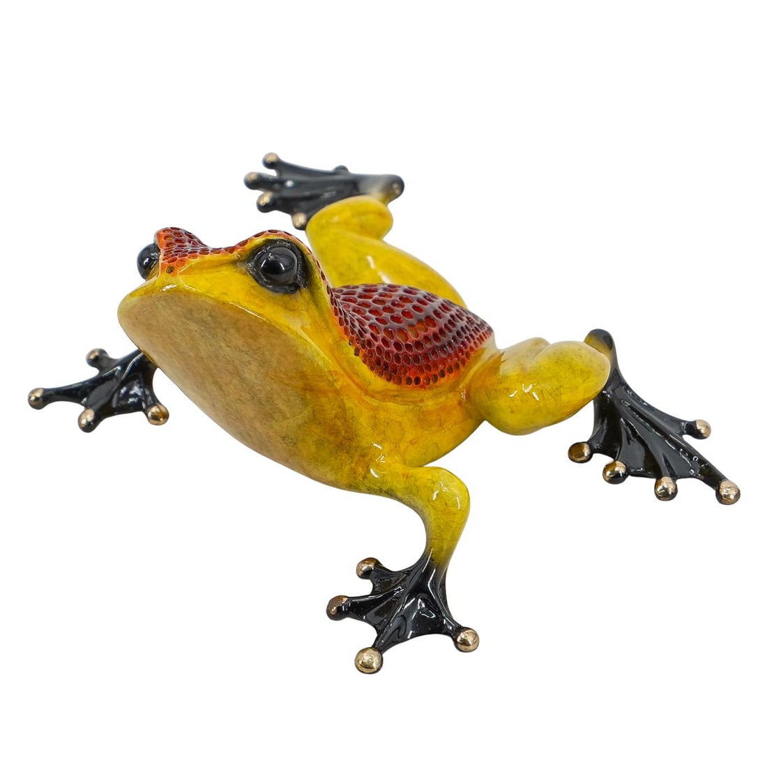 Tim "Frogman" Cotterill (B. 1950) Enameled Bronze LE Yellow & Brown Frog (1 of 5)