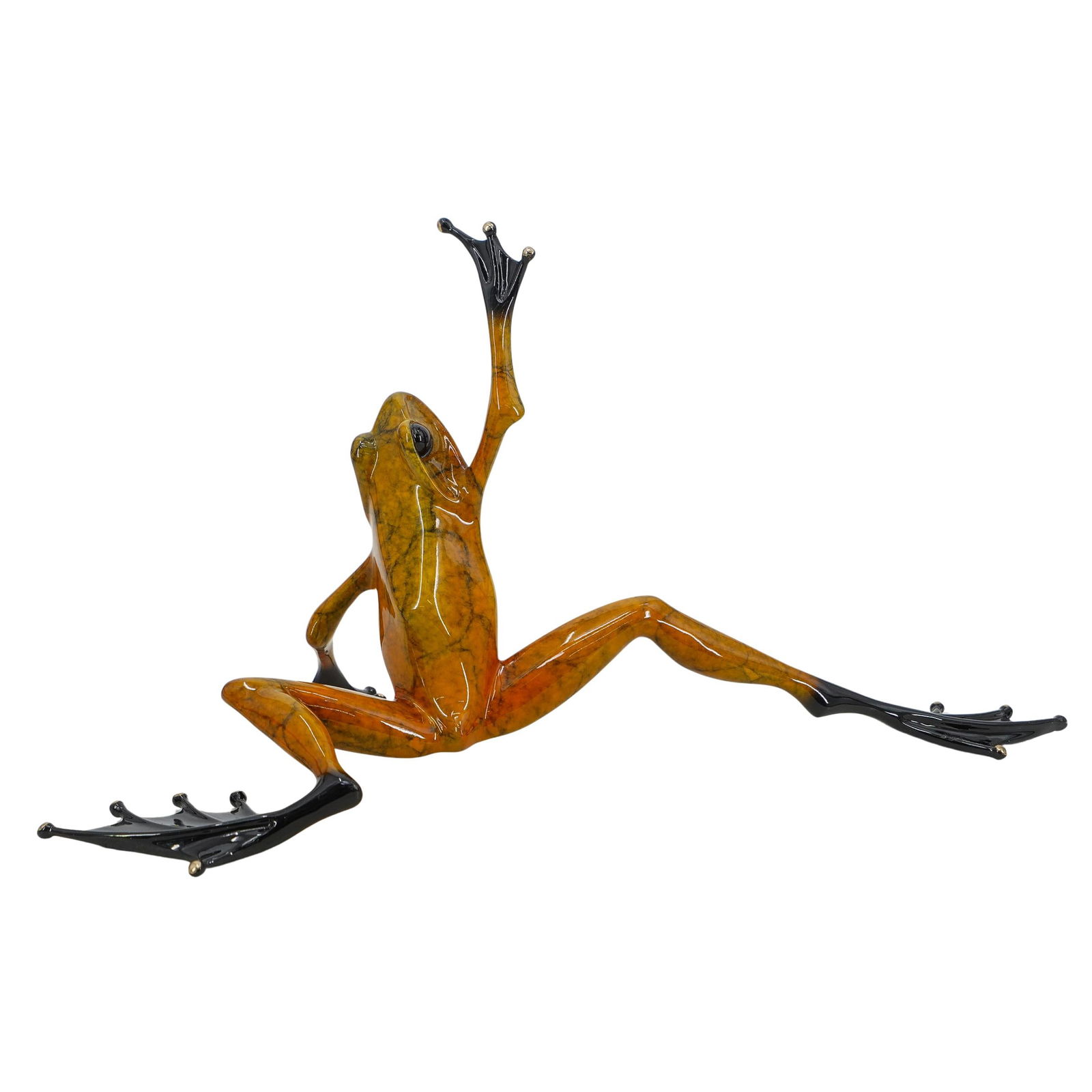Tim "Frogman" Cotterill (B. 1950) Enameled Bronze LE Yellow & Brown Frog (1 of 7)