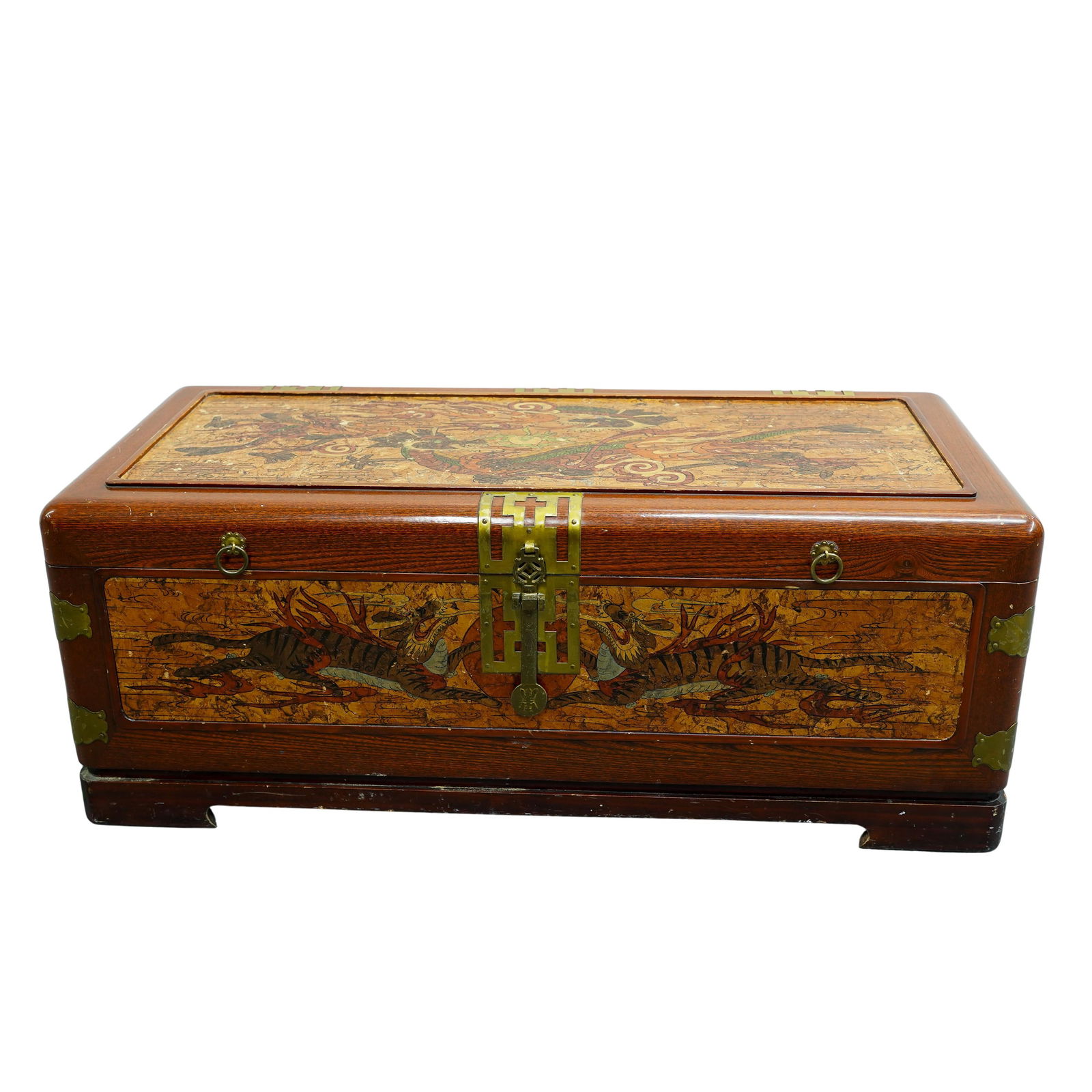 Vintage Chinese Wood & Brass Polychrome Trunk (1 of 9)