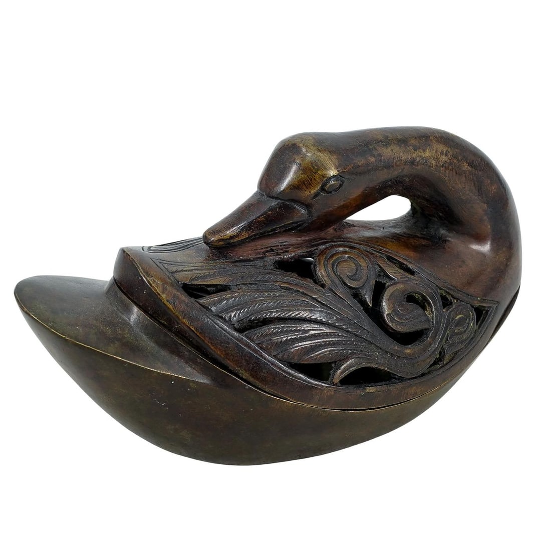 Japanese Bronze Swan Incense Burner Censer (1 of 6)