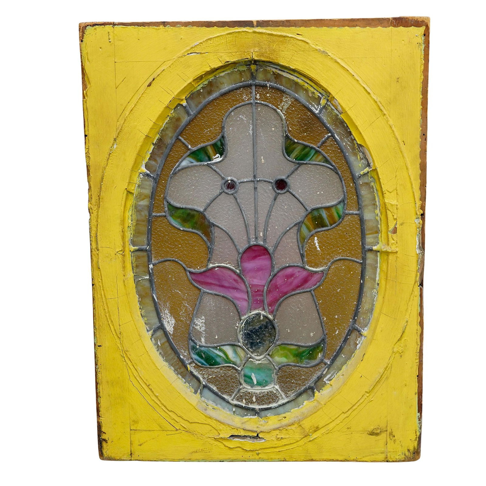 Antique Leaded Stained Glass Window Panel (1 of 3)