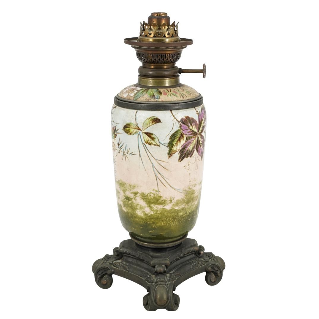 Antique Austrian Ceramic And Bronze Oil Lamp (1 of 9)