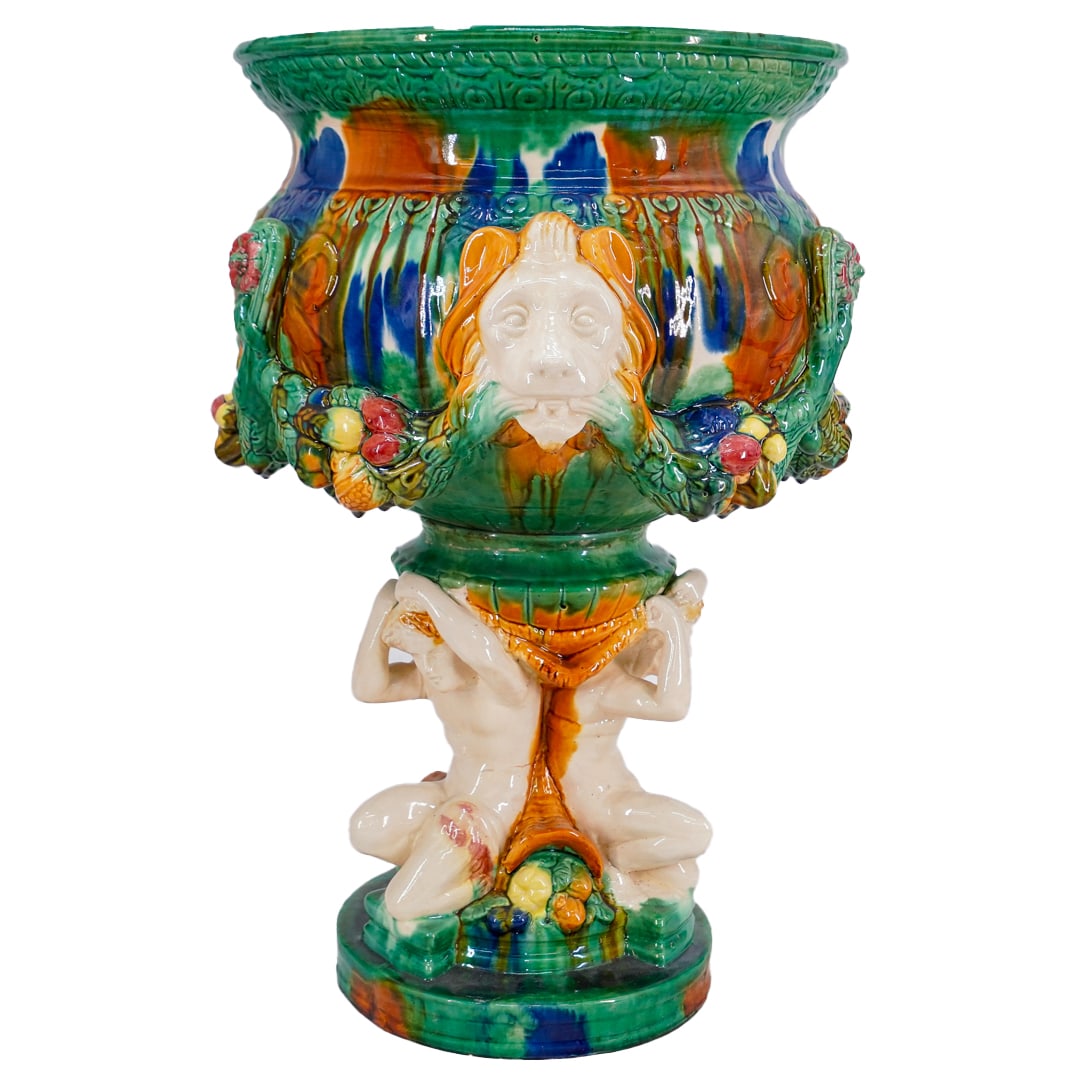 Vintage Italian Majolica Footed Centerpiece Bowl (1 of 10)