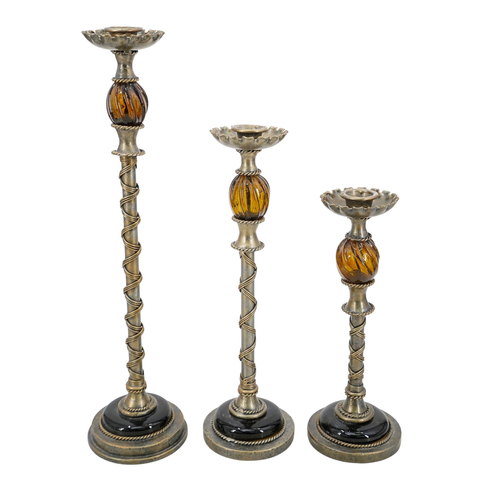 (3 Pc) Maitland Smith Candle Holders (1 of 7)