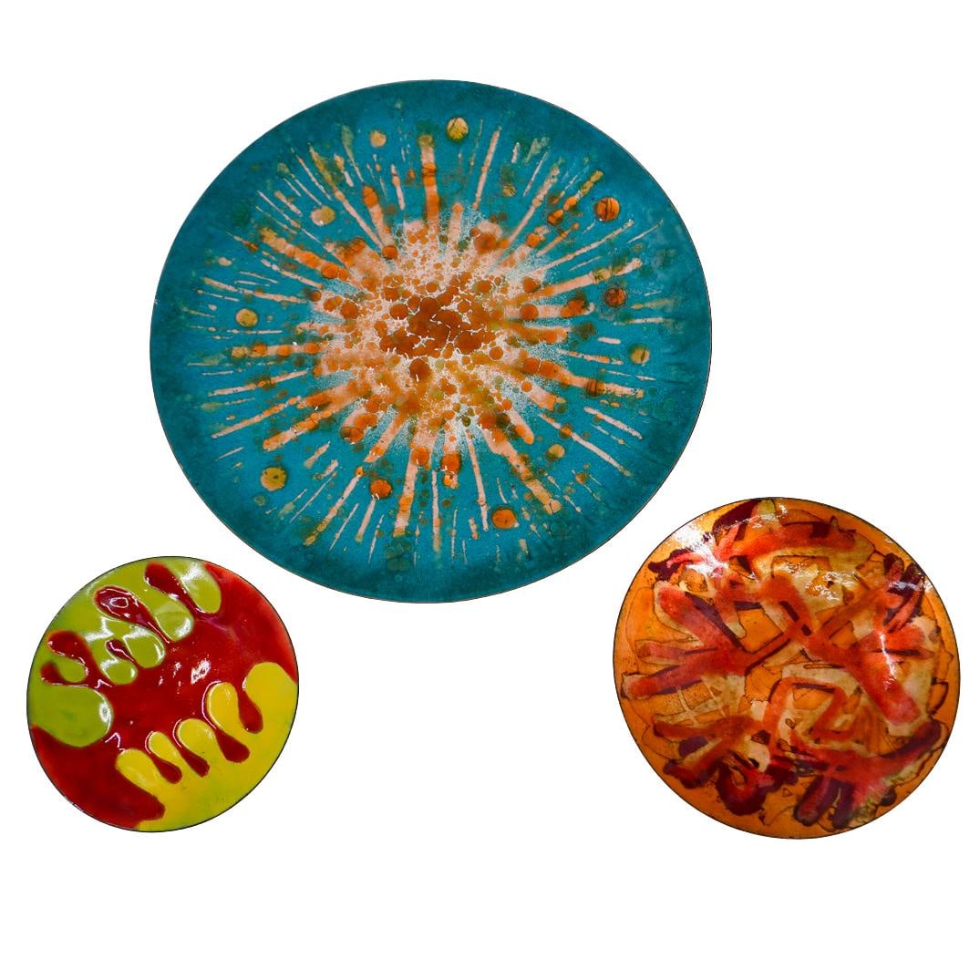 (3 Pc) Convivial Ware Enameled Copper Plates (1 of 11)