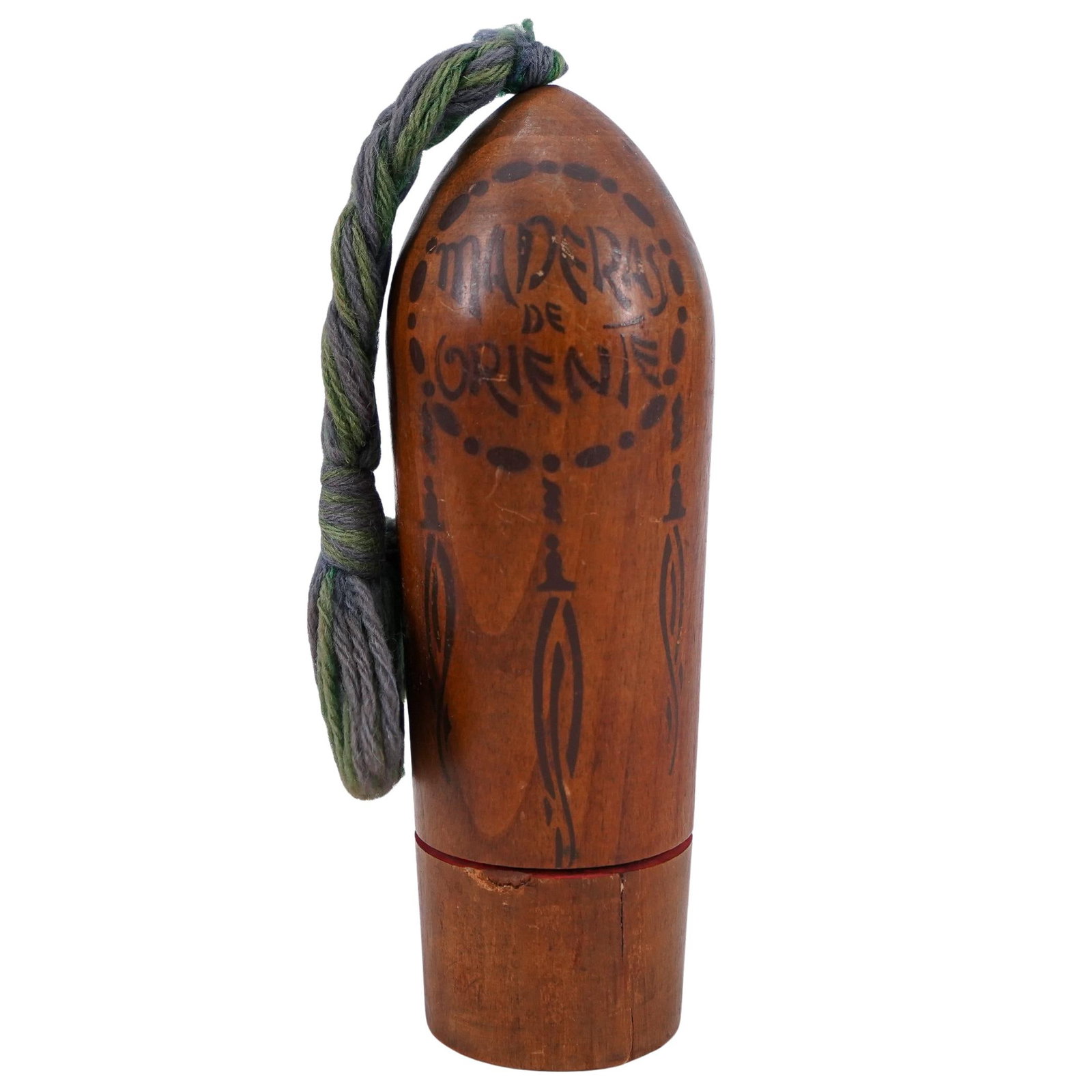 Art Deco Maderas de Oriente By Myrurgia Perfume Bottle: DESCRIPTION: Art Deco Maderas de Oriente fragrance for women by Myrurgia contained within a glass bottle housed inside a wooden case designed by Edward Jener. CIRCA: 20th Century ORIGIN: Spain DIMENSI