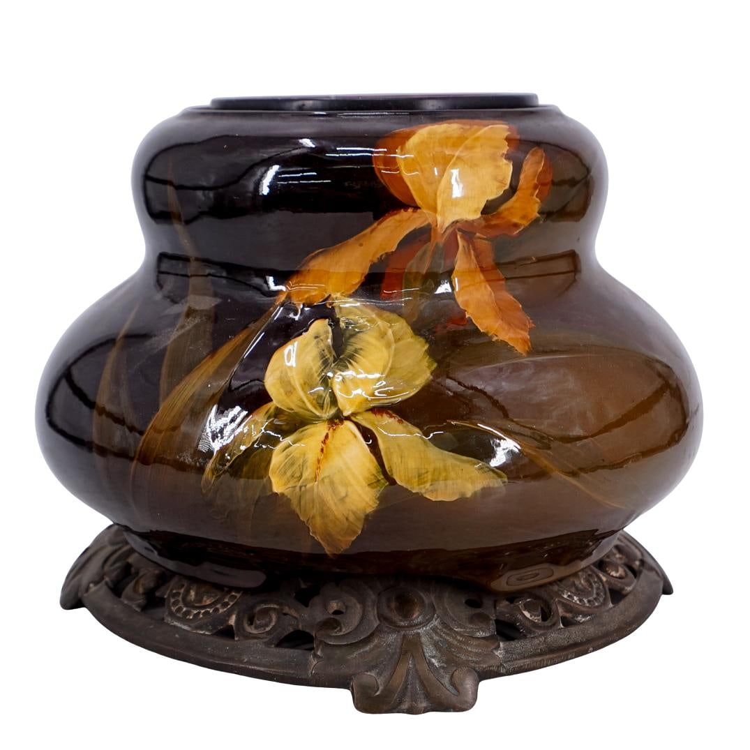 Antique Weller Glazed Pottery Oil Lamp Base (1 of 8)