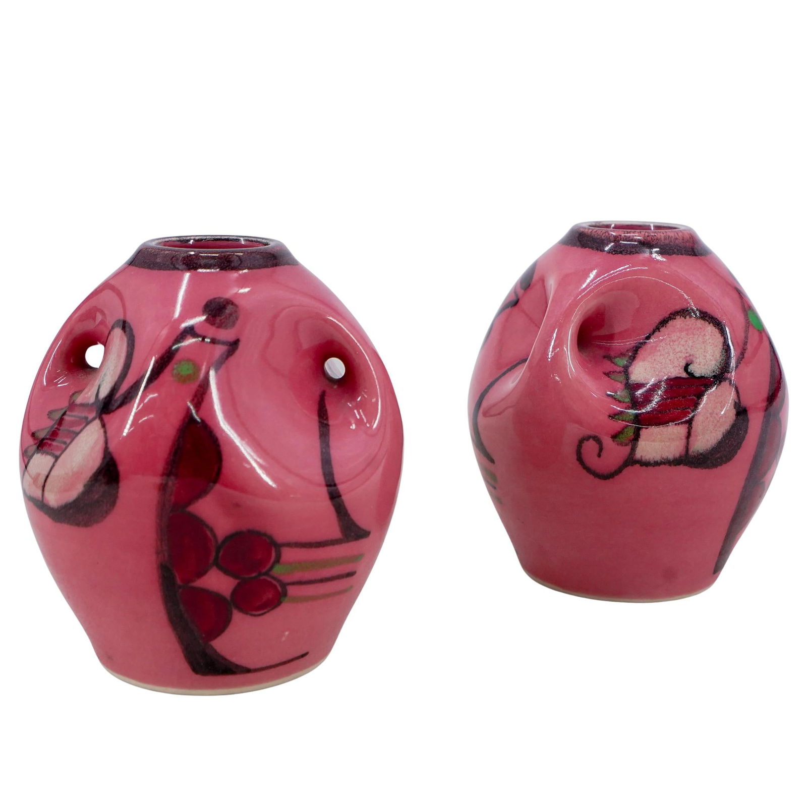 (2 Pc) Pair Of 1925 Czech Art Pottery Vases Set (1 of 4)