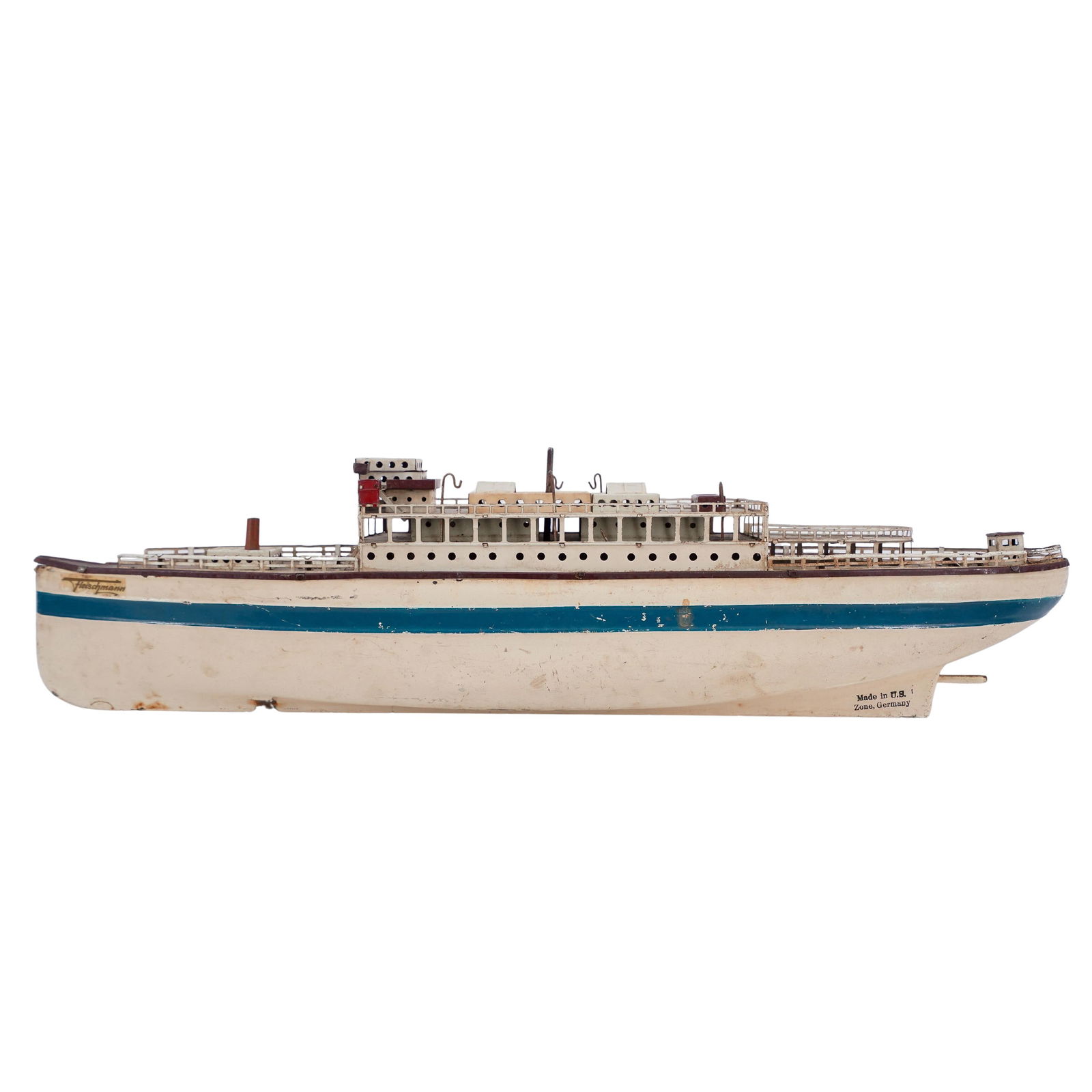 1940s German Fleischmann Clockwork Toy Ocean Liner Boat (1 of 7)