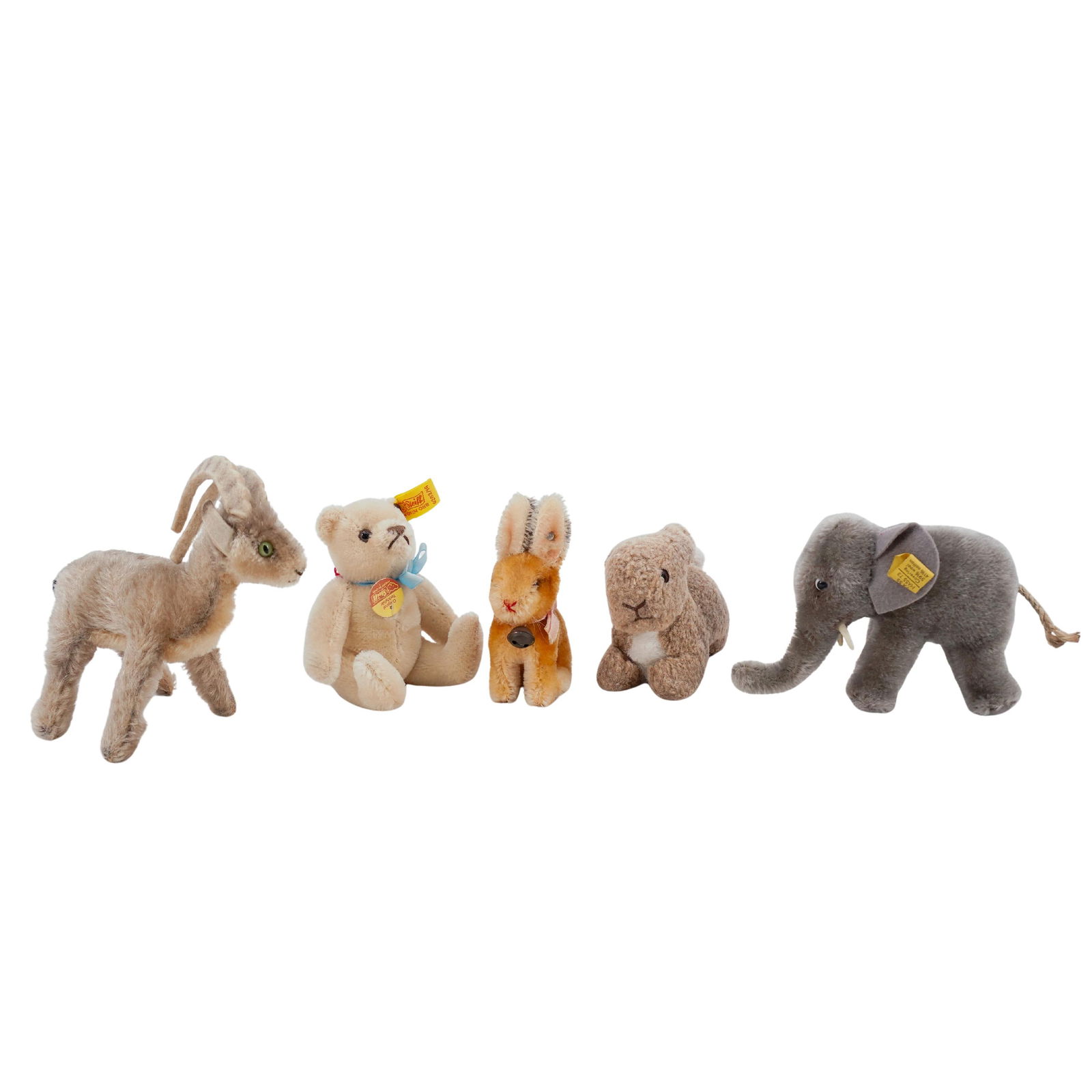 (5 Pc) German Original Steiff Miniature Plush Animal Toys Collection (1 of 10)