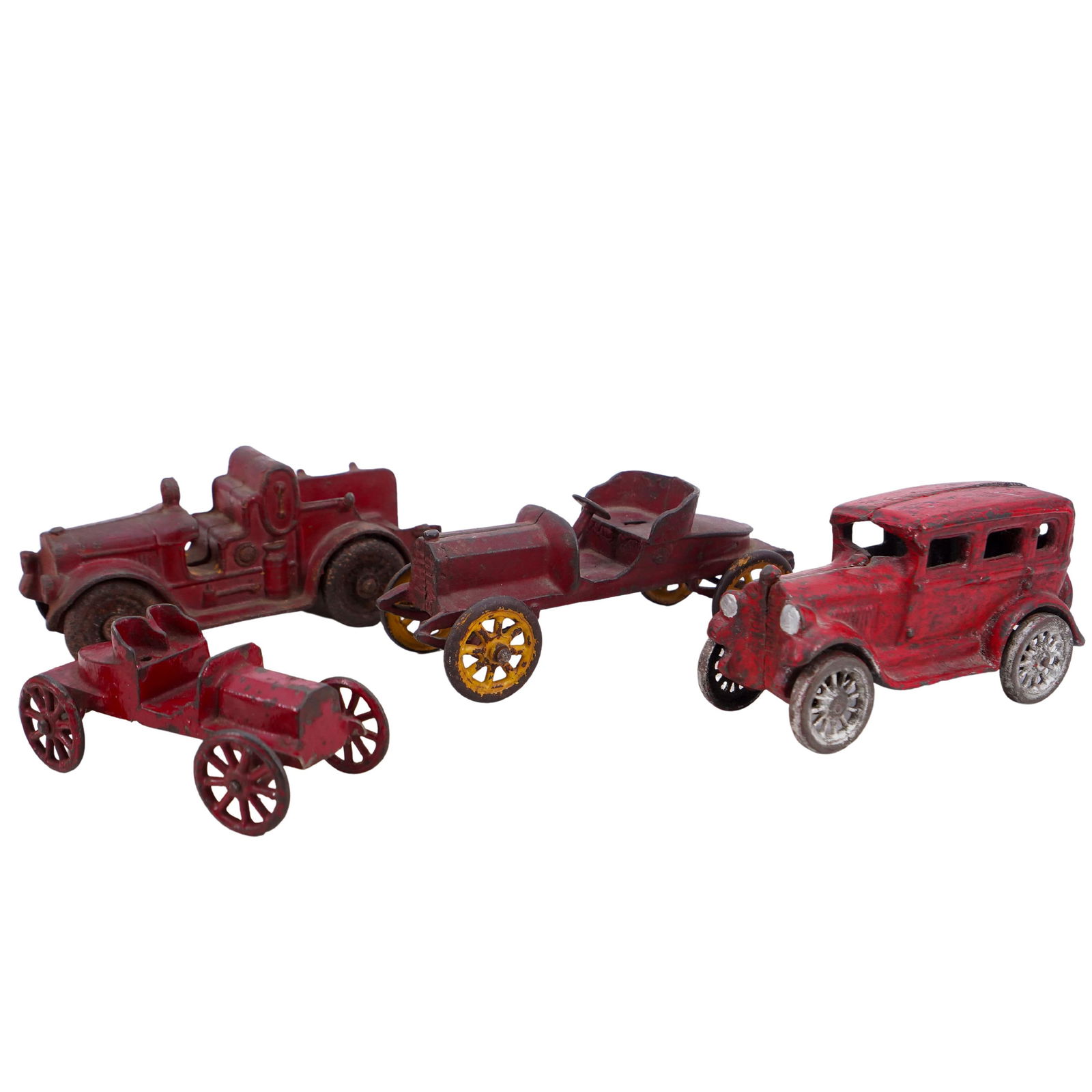 (4 Pc) Antique Cast Iron Automobile Toy Car Grouping (1 of 12)