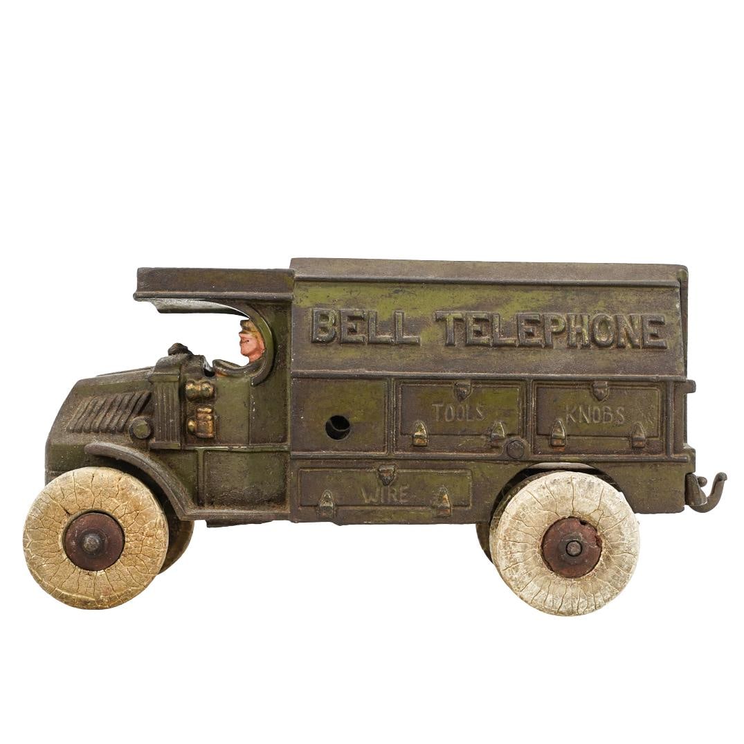 Antique Hubley Cast Iron Telephone Truck Model Toy (1 of 7)