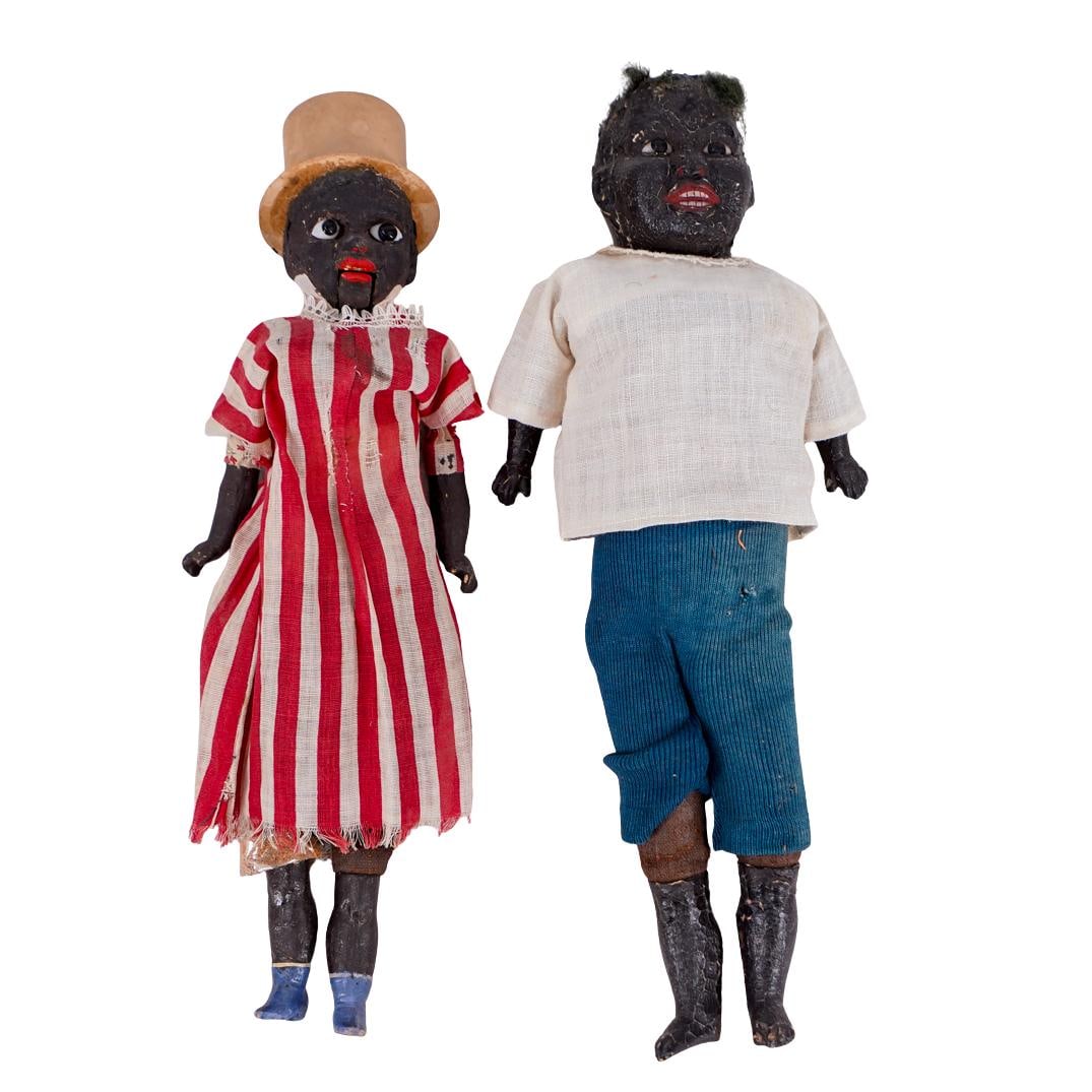 (2 Pc) 1920s Black Americana Straw Stuffed Dolls (1 of 8)