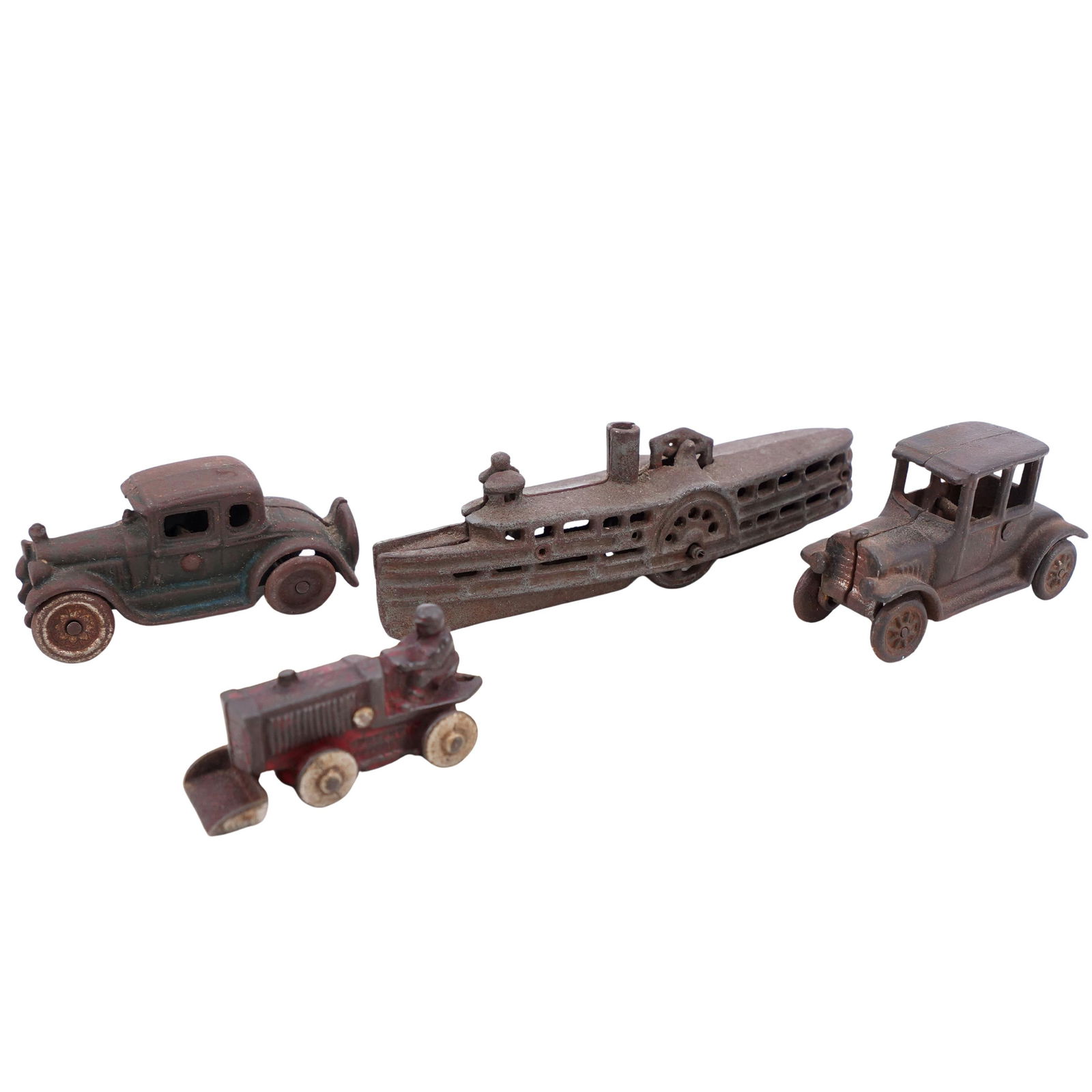 (4 Pc) Antique Cast Iron Miniature Car & Submarine Toys Grouping (1 of 12)