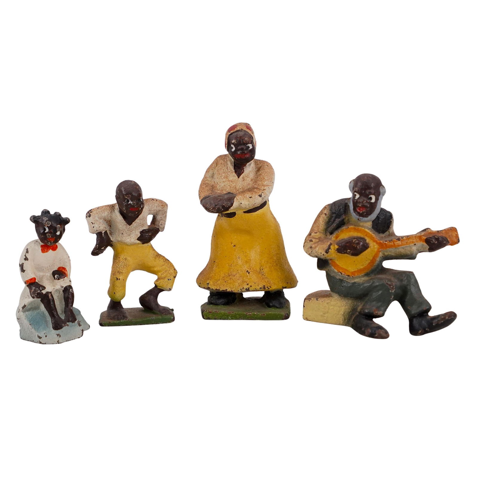 (4 Pc) Hubley Black Americana Miniature Painted Cast Iron Figurines (1 of 10)