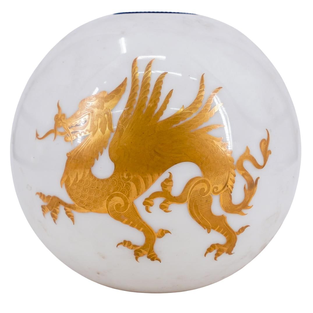 Antique Chinese Milk Glass Spherical Lamp Shade (1 of 4)