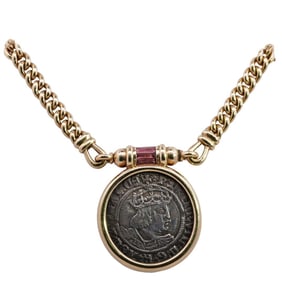 Bulgari 18k Gold, Ancient Coin, Ruby, and Diamond Necklace